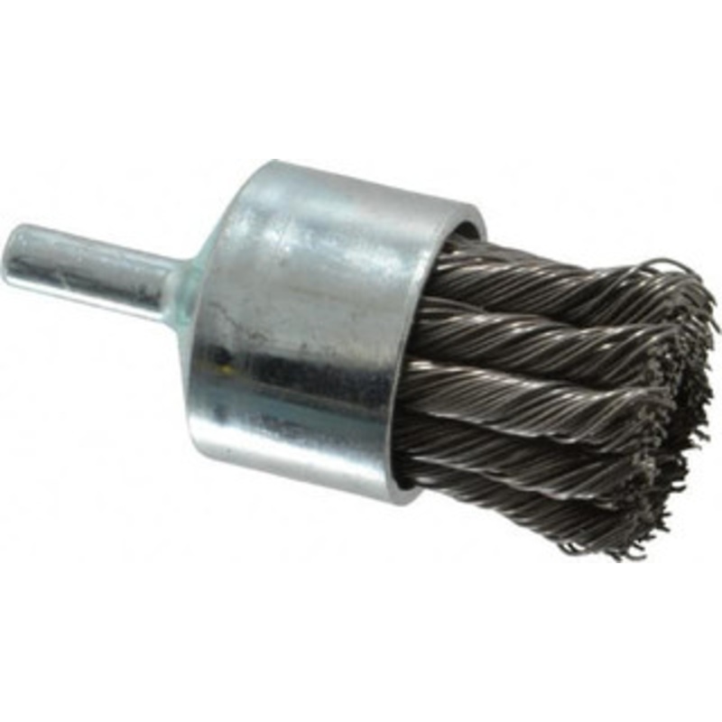 Weiler Abrasives 1-1/8 Diam Steel Knotted End Brush 7/8 Trim Length, 1/4 Shank Diam, 22,000 Max RPM 90324 – 00463026