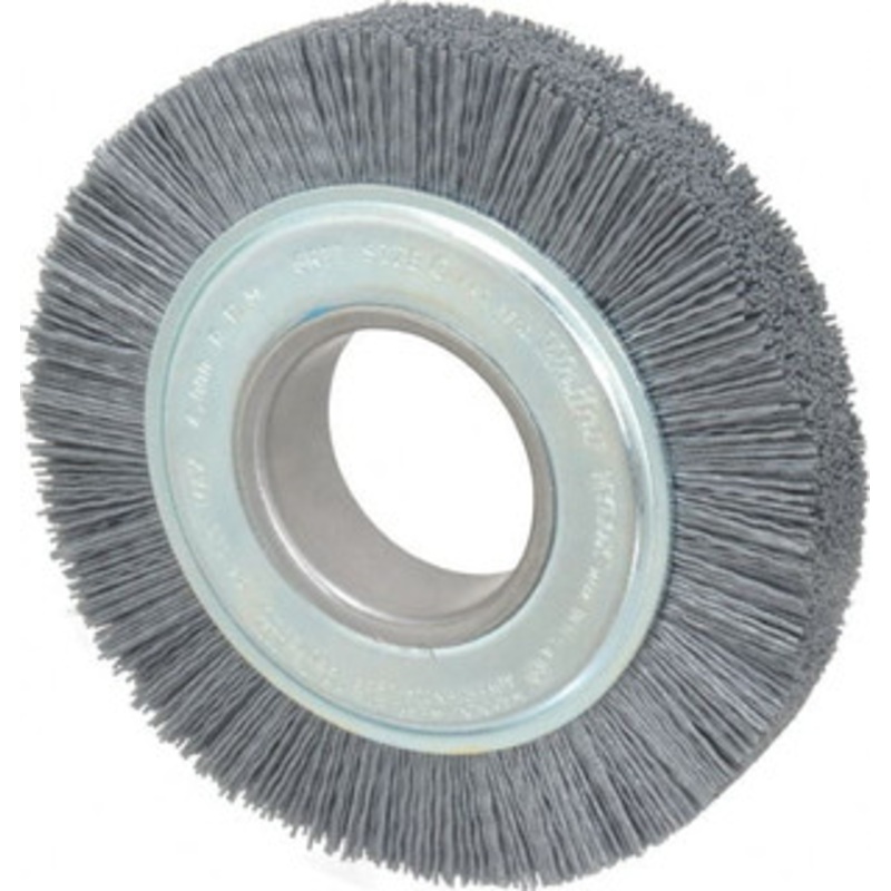 Weiler Abrasives 6 OD, 2 Arbor Hole, Crimped Nylon Wheel Brush 1 Face Width, 1-1/4 Trim Length, 0.035 Filament Diam, 3,600 RPM 97732 – 00291450