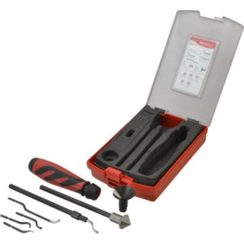 Shaviv 11 Piece High Speed Steel Hand Deburring Tool Set Blade Type E100S, E111,E200, E300, E601, F20, F26X, Holder Type E, F, For Straight Edges, Hole Edges, Hole Inner Surfaces, Flat Surfaces, Slot/Keyway 154-00033 – 51538429