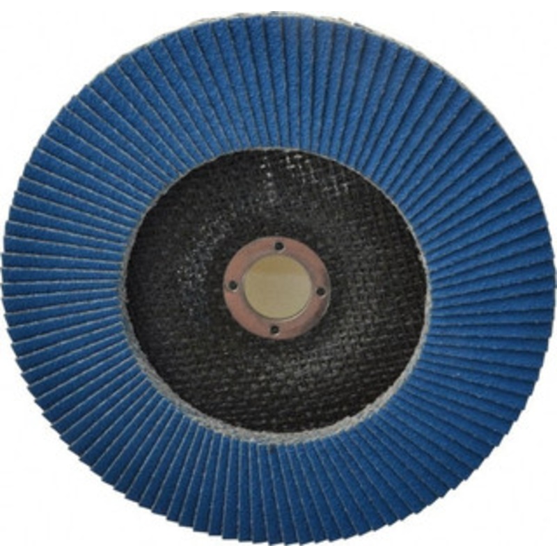 Tru-Maxx 7 60 Grit 7/8 Center Hole Type 27 Zirconia Alumina Flap Disc Medium Grade, Coated, Arbor Attachment, 8,600 RPM 25300 – 06379374