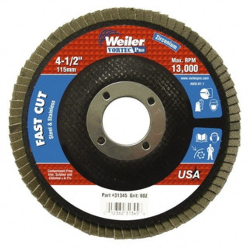 Weiler Abrasives Flap Disc Medium Grade, Arbor Attachment, Phenolic Backing 31345 – 60571254