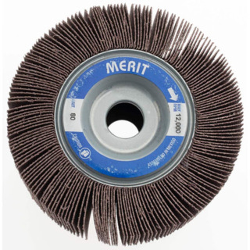 Merit Abrasives 4 x 2 80 Grit Aluminum Oxide Unmounted Flap Wheel Coated, Medium Grade, 5/8 Center Hole, 12,000 Max RPM 08834122056 – 08577926
