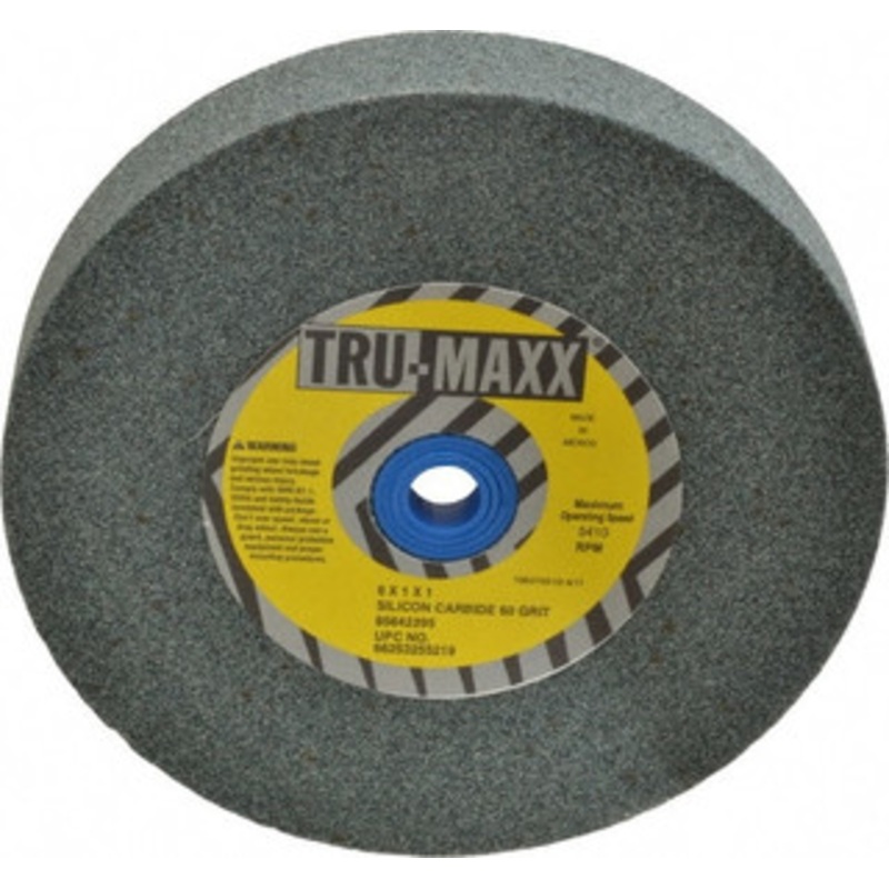 Tru-Maxx 60 Grit Silicon Carbide Bench & Pedestal Grinding Wheel 6 Diam x 1 Hole x 1 Thick, 5410 Max RPM, K Hardness, Medium Grade , Vitrified Bond 66253255219 – 85642395