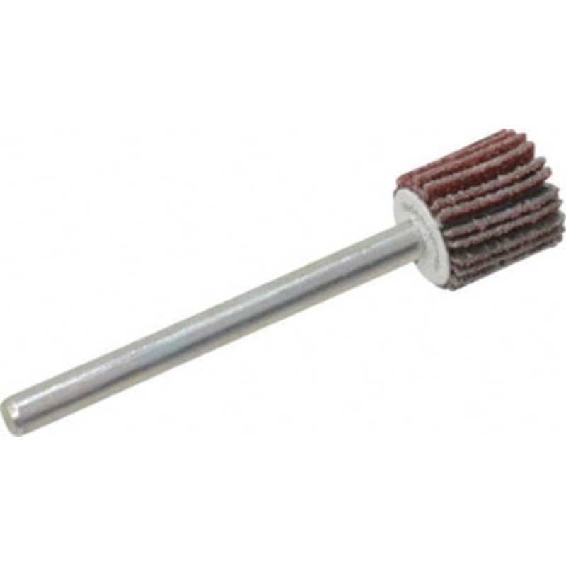 Value Collection 3/8 Diam x 3/8 Face Width, Medium Aluminum Oxide Coated Mounted Flap Wheel 1/8 Shank Mount, 80 Grit, X Weighted Cloth Backing, 40,000 Max RPM 112005 – 05096011