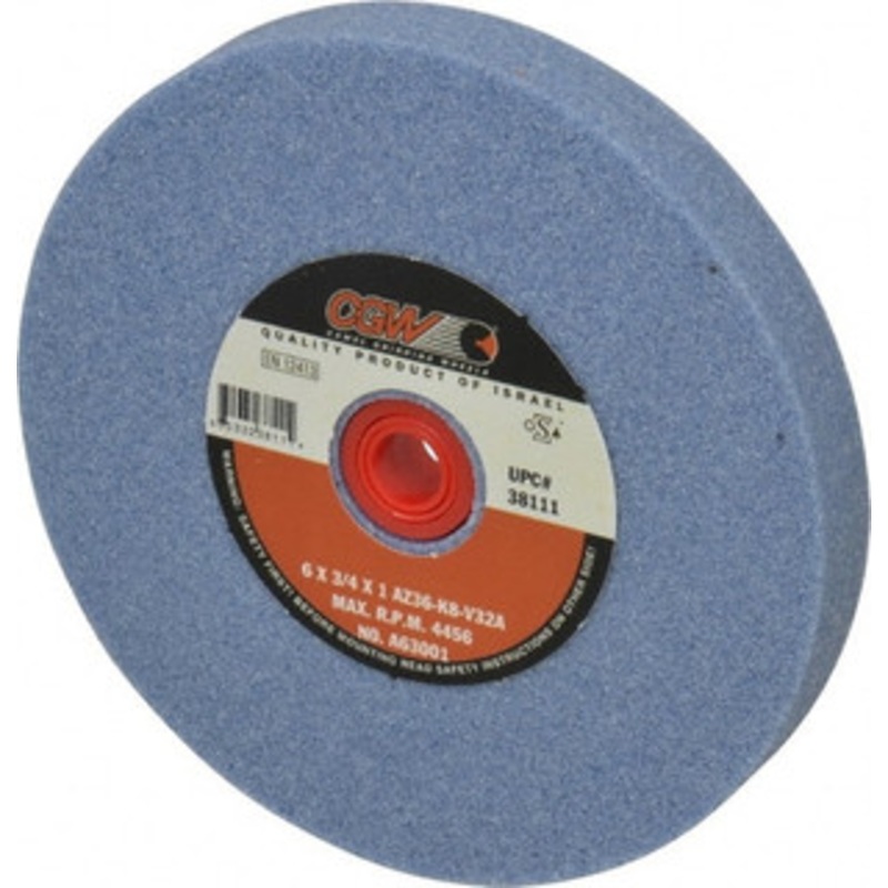 CGW Abrasives 36 Grit Aluminum Oxide Bench & Pedestal Grinding Wheel 6 Diam x 1 Hole x 3/4 Thick, 4456 Max RPM, K Hardness, Very Coarse Grade , Vitrified Bond 38111 – 78202769