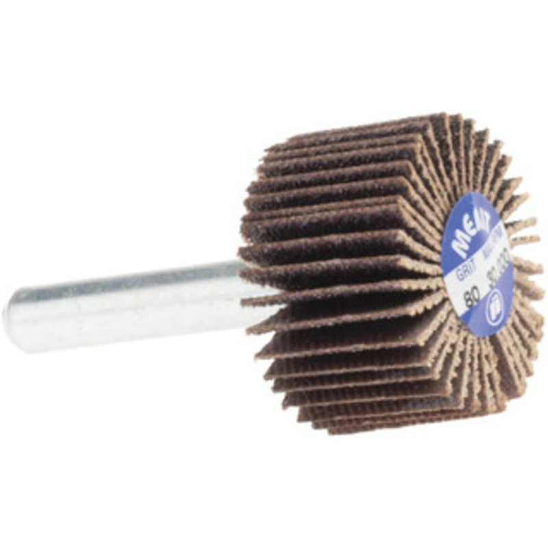 Merit Abrasives 1 Diam x 5/8 Face Width, Medium Ceramic Alumina Coated Mounted Flap Wheel 1/4 Shank Mount, 80 Grit, Cloth Backing, 30,000 Max RPM 08834137101 – 72372790