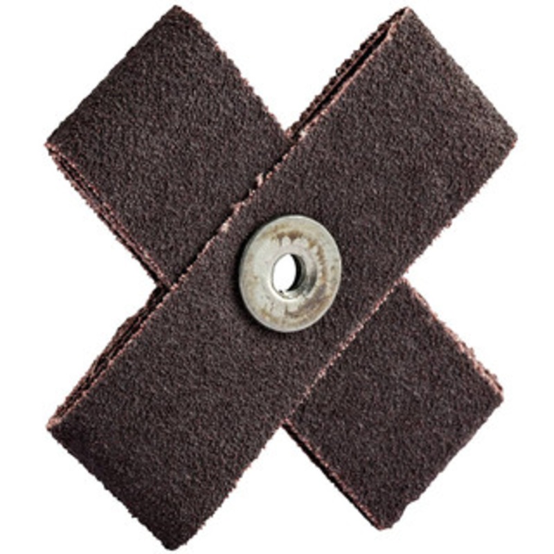 Merit Abrasives 120 Grit, Fine Grade, Aluminum Oxide Cross Pad 3 Long x 3 Wide x 1 Thick, 8 Ply, 15,000 Max RPM 08834184116 – 72390610