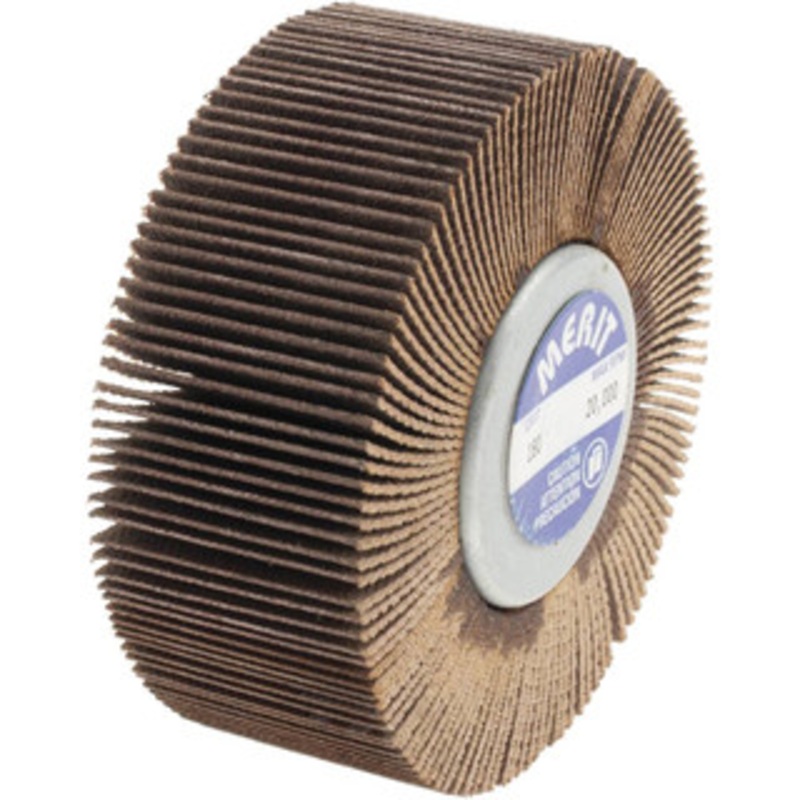 Merit Abrasives 2-1/2 Diam x 1 Face Width, Very Fine Aluminum Oxide Coated Mounted Flap Wheel 1/4-20 Threaded Mount, 180 Grit, Cloth Backing, 20,000 Max RPM 08834134025 – 72372386