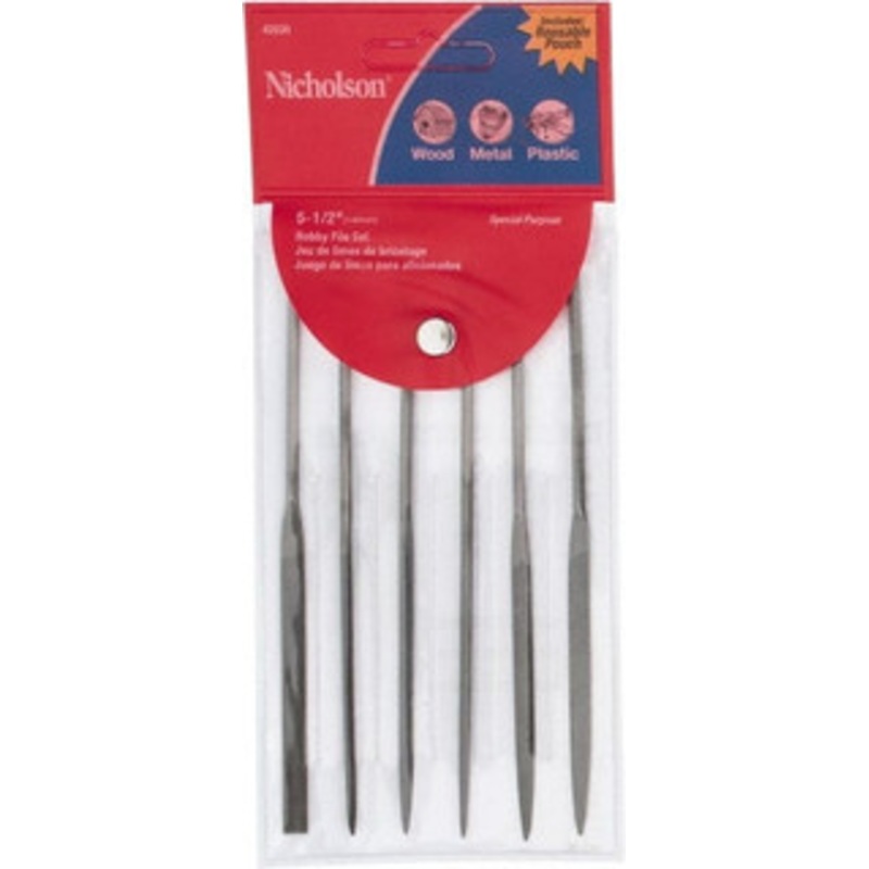 Nicholson 6 Piece American Pattern File Set 5-1/2 Long, Fine Coarseness, Set Includes Equalling, Flat, Half Round, Round, Square, Three Square 42030L – 60304813