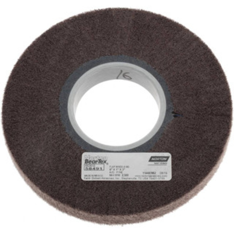 Norton 8 x 1 220 Grit Aluminum Oxide Unmounted Flap Wheel Nonwoven, Fine Grade, 3 Center Hole, 2,500 Max RPM 66261058491 – 05009550