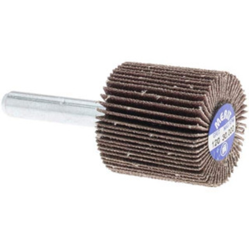Merit Abrasives 1 Diam x 1 Face Width, Fine Aluminum Oxide Coated Mounted Flap Wheel 1/4 Shank Mount, 120 Grit, Cloth Backing, 30,000 Max RPM 08834137312 – 09608605