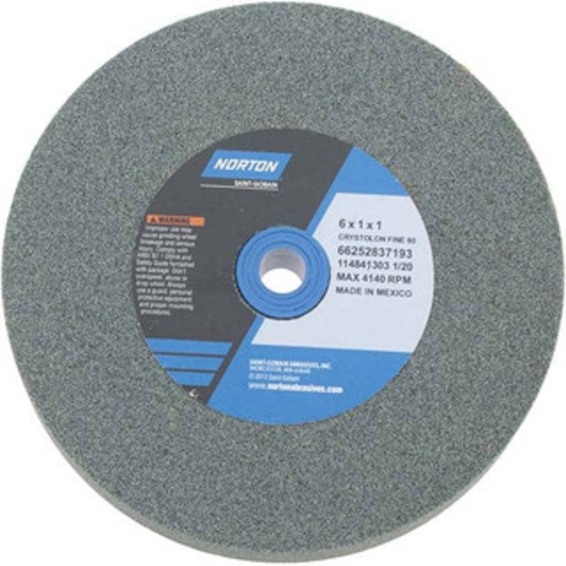 Norton 80 Grit Silicon Carbide Bench & Pedestal Grinding Wheel 6 Diam x 1 Hole x 1 Thick, 4140 Max RPM, Medium Grade 66252837193 – 75942201