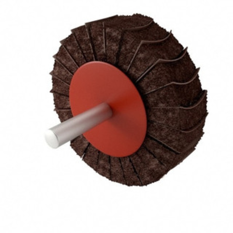Superior Abrasives 3 Diam x 1 Face Width, Very Fine Aluminum Oxide Nonwoven & Coated Mounted Flap Wheel 1/4 Shank Mount, 180 Grit, Interleaf, 8,000 Max RPM 41106 – 00537977