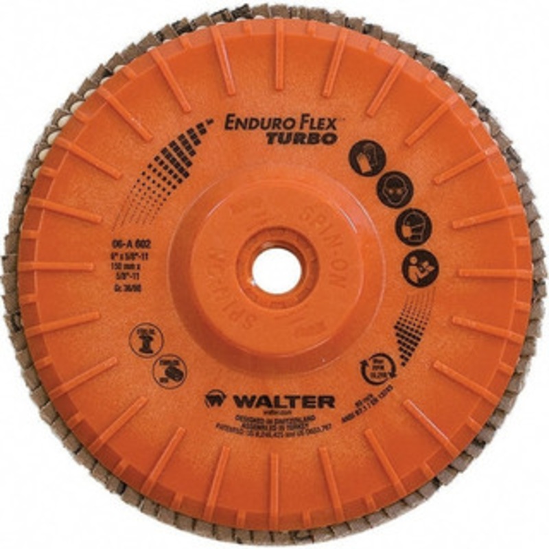 Walter Surface Technologies 6 36 & 60 Grit 5/8-11 Center Hole Type 28 Ceramic Flap Disc Very Coarse Grade, Coated, Arbor Attachment, Plastic Backing, 10,200 RPM 06A602 – 57857484
