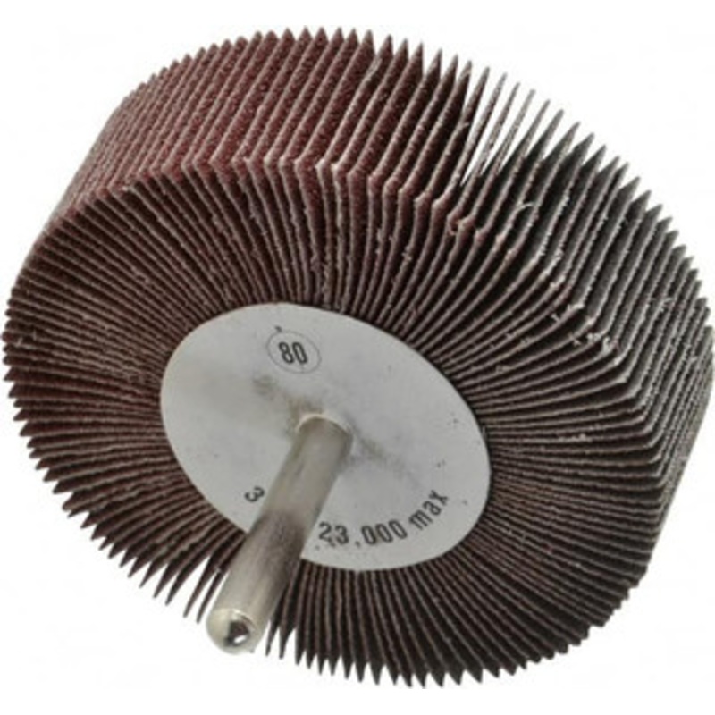 CGW Abrasives 3 Diam x 1 Face Width, Medium Aluminum Oxide Coated Mounted Flap Wheel 1/4 Shank Mount, 80 Grit, 20,000 Max RPM 39949 – 01824028