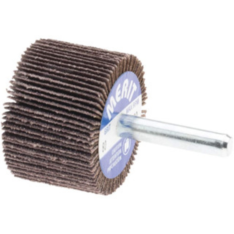 Merit Abrasives 1-1/2 Diam x 1 Face Width, Medium Ceramic Alumina Coated Mounted Flap Wheel 1/4 Shank Mount, 80 Grit, Cloth Backing, 25,000 Max RPM 08834137141 – 72372907
