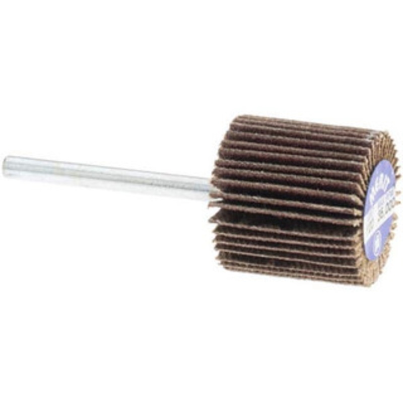 Merit Abrasives 3/4 Diam x 3/4 Face Width, Fine Aluminum Oxide Coated Mounted Flap Wheel 1/8 Shank Mount, 120 Grit, Cloth Backing, 35,000 Max RPM 08834137592 – 09608555
