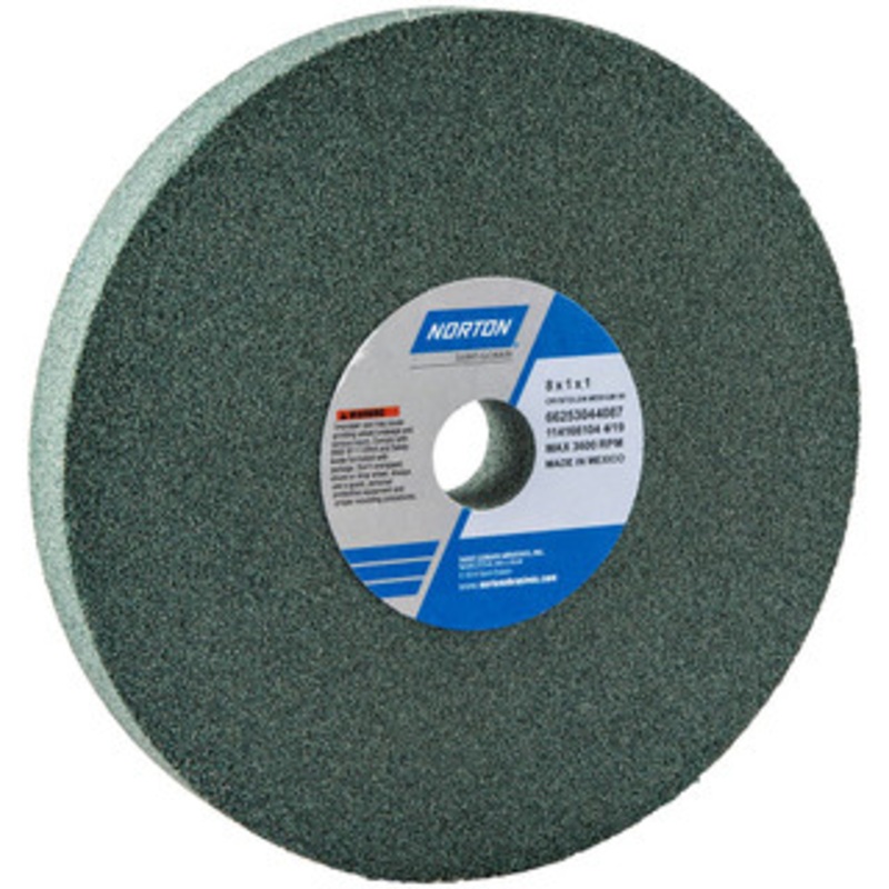 Norton 60 Grit Silicon Carbide Bench & Pedestal Grinding Wheel 8 Diam x 1 Hole x 1 Thick, 3600 Max RPM, Medium Grade 66253044087 – 75942375