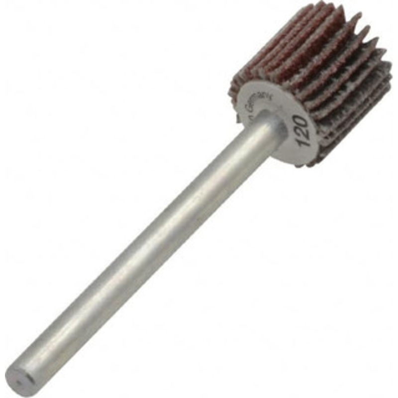 Value Collection 3/8 Diam x 3/8 Face Width, Fine Aluminum Oxide Coated Mounted Flap Wheel 1/8 Shank Mount, 120 Grit, X Weighted Cloth Backing, 40,000 Max RPM 112007 – 05096037