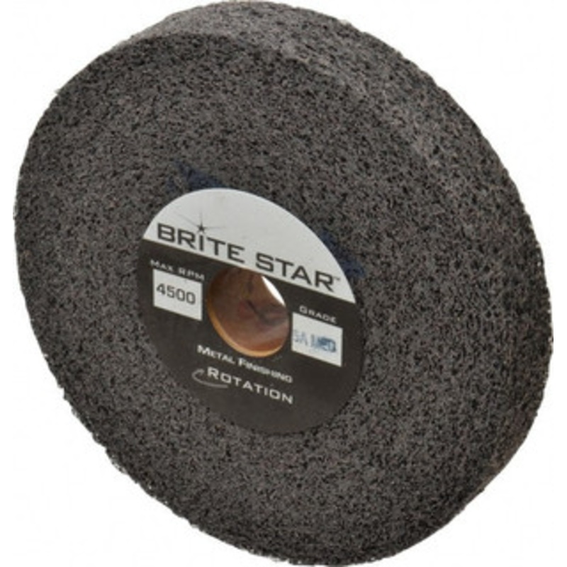 Brite Star 6 Diam, 1 Face Width, 1 Center Hole, Medium Grade, Aluminum Oxide Deburring Wheel Convolute, Soft Density 5 Grade, 6,000 RPM 66261114894 – 81243883