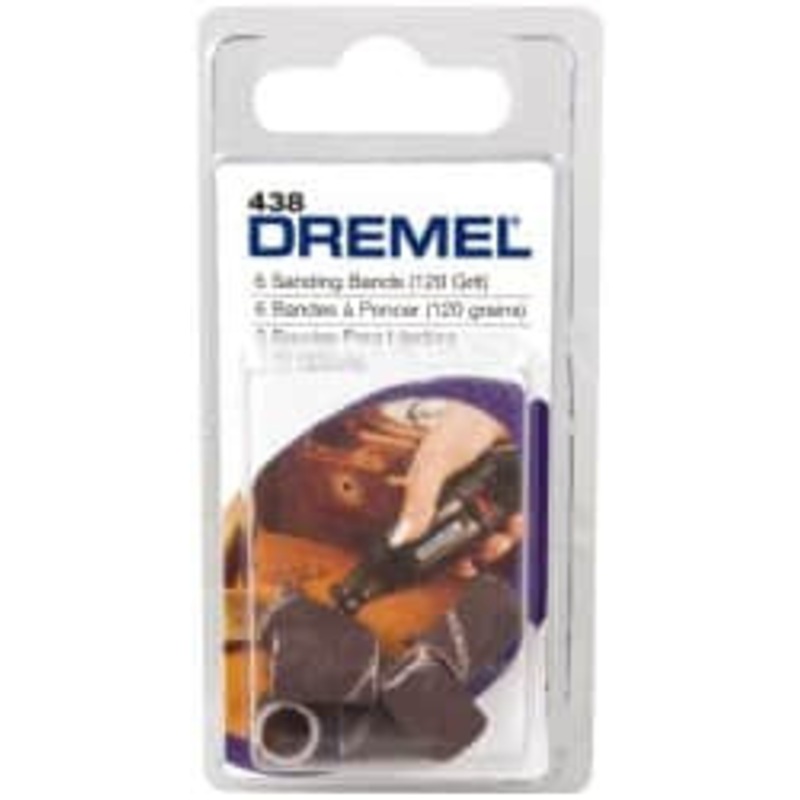 Dremel 120 Grit Aluminum Oxide Coated Spiral Band 1/4 Diam, Fine Grade 438 – 09024662