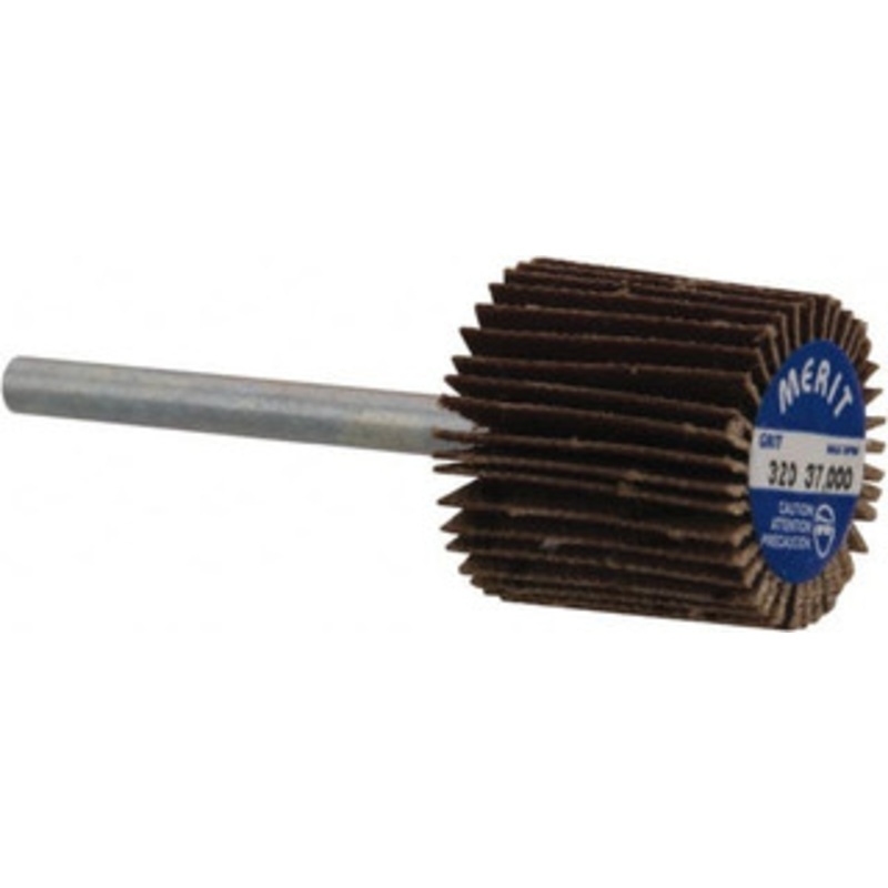 Merit Abrasives 5/8 Diam x 5/8 Face Width, Extra Fine Aluminum Oxide Coated Mounted Flap Wheel 1/8 Shank Mount, 320 Grit, Cloth Backing, 37,000 Max RPM 08834137485 – 84400647