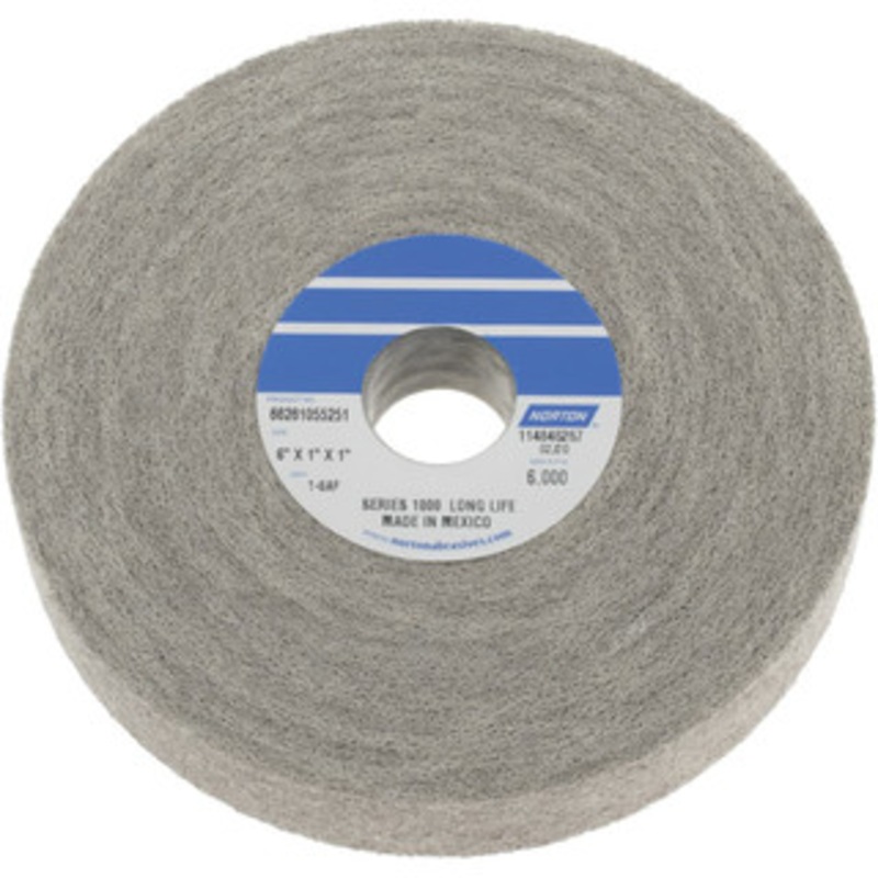 Norton 6 Diam, 1 Face Width, 1 Center Hole, Fine Grade, Aluminum Oxide Deburring Wheel Convolute, Hard Density 8 Grade, 4,500 RPM 66261055251 – 05009196