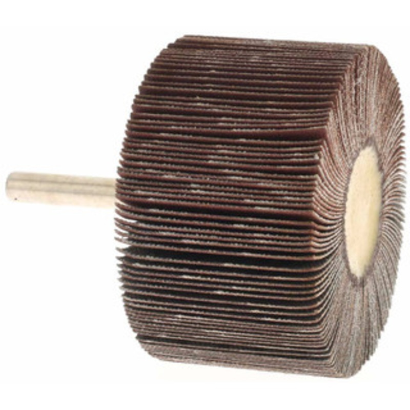 Value Collection 2-1/2 Diam x 1-1/2 Face Width, Very Fine Aluminum Oxide Coated Mounted Flap Wheel 1/4 Shank Mount, 180 Grit, 25,000 Max RPM BD3280 – 64706054