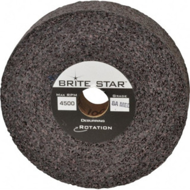 Brite Star 6 Diam, 1-1/2 Face Width, 1 Center Hole, Medium Grade, Aluminum Oxide Deburring Wheel Convolute, Hard Density 8 Grade, 4,500 RPM 66261114531 – 81243941