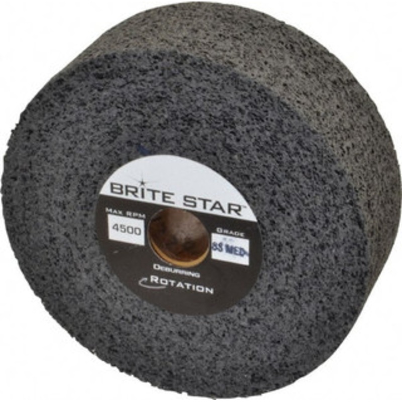 Brite Star 6 Diam, 2 Face Width, 1 Center Hole, Medium Grade, Silicon Carbide Deburring Wheel Convolute, Hard Density 8 Grade, 4,500 RPM 66261114563 – 81244006