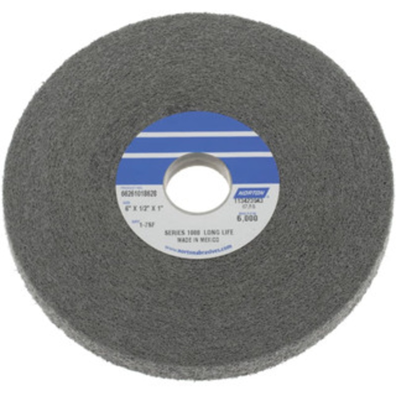 Norton 6 Diam, 1/2 Face Width, 1 Center Hole, Fine Grade, Silicon Carbide Deburring Wheel Convolute, Hard Density 7 Grade, 4,500 RPM 66261018628 – 05009063