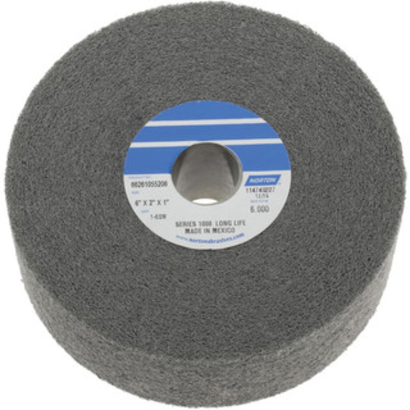 Norton 6 Diam, 2 Face Width, 1 Center Hole, Medium Grade, Silicon Carbide Deburring Wheel Convolute, Medium Density 6 Grade, 4,500 RPM 66261055206 – 05009253