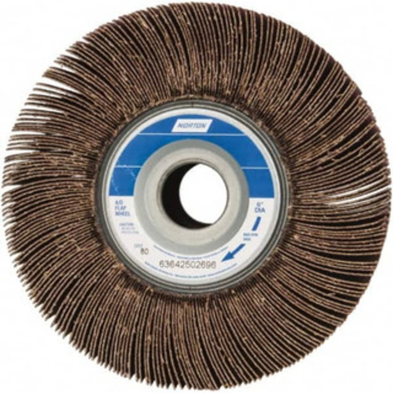 Norton 6 x 3 80 Grit Aluminum Oxide Unmounted Flap Wheel Coated, Medium Grade, 1 Center Hole, 6,200 Max RPM 63642502696 – 05099601