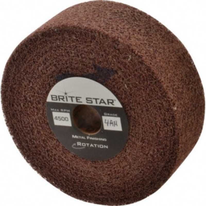 Brite Star 6 Diam, 2 Face Width, 1 Center Hole, Medium Grade, Aluminum Oxide Deburring Wheel Convolute, Soft Density 4 Grade, 6,000 RPM 66261114896 – 81243396