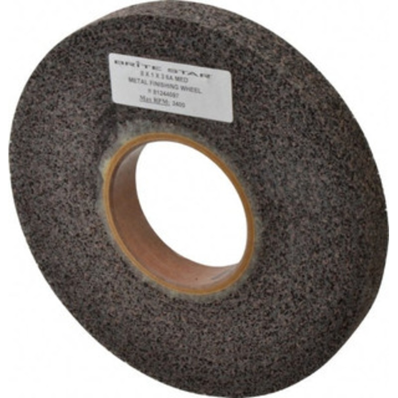 Brite Star 8 Diam, 1 Face Width, 3 Center Hole, Medium Grade, Aluminum Oxide Deburring Wheel Convolute, Medium Density 6 Grade, 4,500 RPM 66261114901 – 81244097