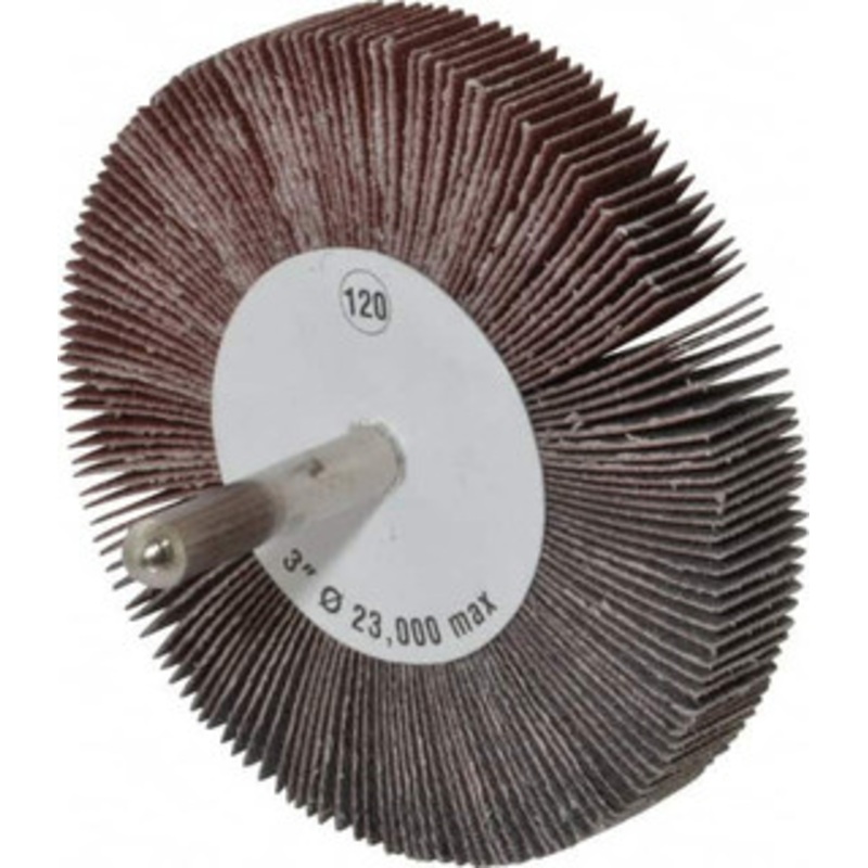 CGW Abrasives 3 Diam x 1/2 Face Width, Fine Aluminum Oxide Coated Mounted Flap Wheel 1/4 Shank Mount, 120 Grit, 20,000 Max RPM 41020 – 01823970