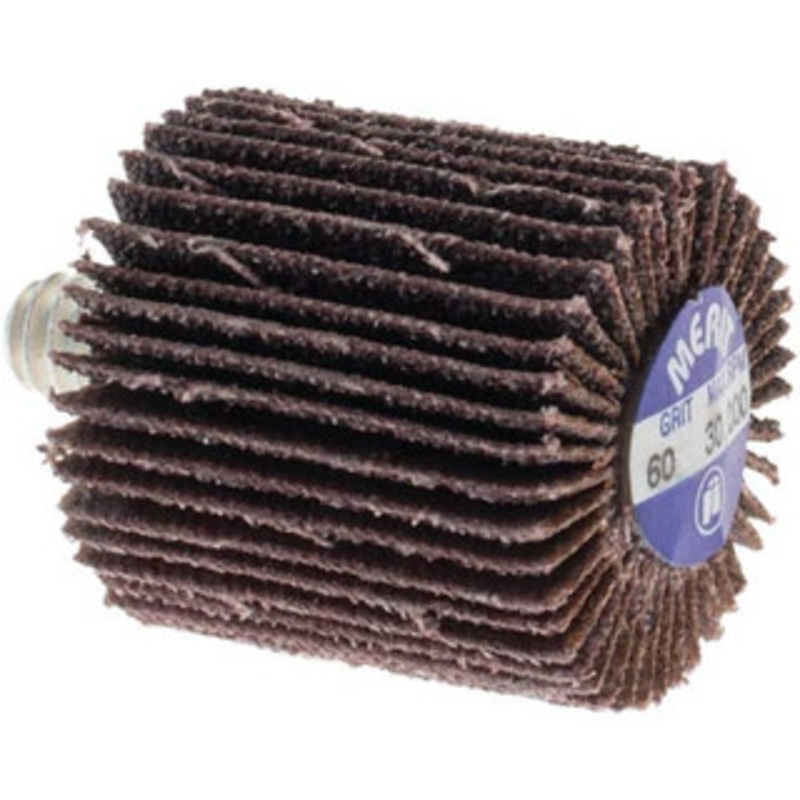 Merit Abrasives 1 Diam x 1 Face Width, Medium Ceramic Alumina Coated Mounted Flap Wheel 1/4-20 Threaded Mount, 60 Grit, Cloth Backing, 30,000 Max RPM 08834131008 – 00542662