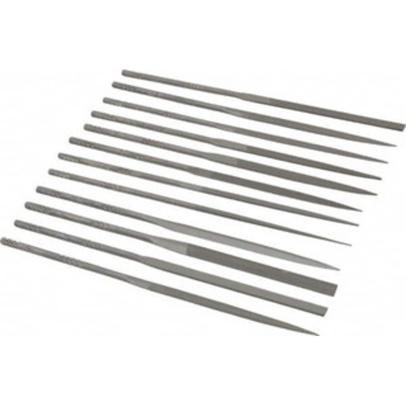 Nicholson 12 Piece Swiss Pattern File Set 4 Long, 2 Coarseness, Round Handle, Set Includes Barrette, Crossing, Equalling, Flat, Half Round, Knife, Round, Slitting, Square, Three Square T37035 – 60304938