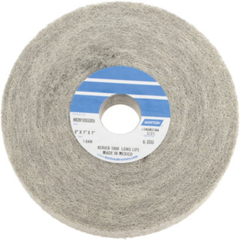 Norton 6 Diam, 1 Face Width, 1 Center Hole, Medium Grade, Aluminum Oxide Deburring Wheel Convolute, Medium Density 6 Grade, 4,500 RPM 66261055205 – 70538327