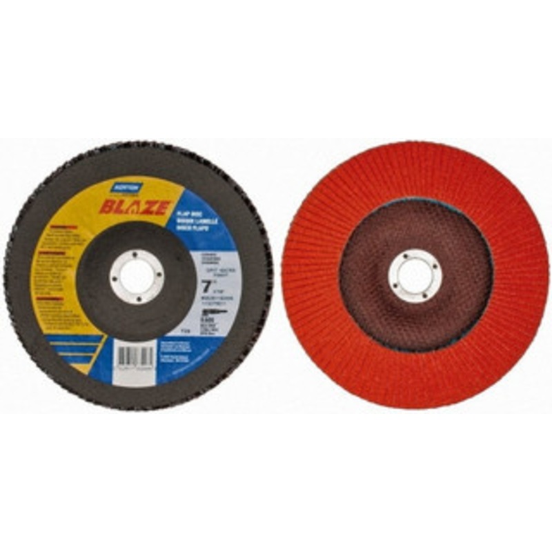 Norton 7 60 Grit 7/8 Center Hole Type 29 Ceramic Flap Disc Medium Grade, Coated, Arbor Attachment, Fiberglass Backing, 8,500 RPM 66261183496 – 83833780