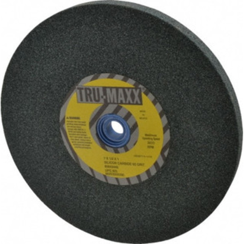 Tru-Maxx 60 Grit Silicon Carbide Bench & Pedestal Grinding Wheel 7 Diam x 1 Hole x 1/2 Thick, 3600 Max RPM, K Hardness, Medium Grade , Vitrified Bond 66253255390 – 85642445