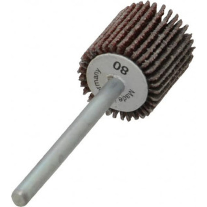 Value Collection 5/8 Diam x 5/8 Face Width, Medium Aluminum Oxide Coated Mounted Flap Wheel 1/8 Shank Mount, 80 Grit, X Weighted Cloth Backing, 40,000 Max RPM 112025 – 05096128
