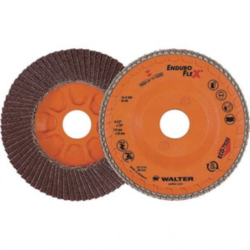 Walter Surface Technologies 4-1/2 60 Grit 7/8 Center Hole Zirconia Alumina Flap Disc Medium Grade, Coated, Arbor Attachment, Plastic Backing, 13,300 RPM 15R456 – 01393610