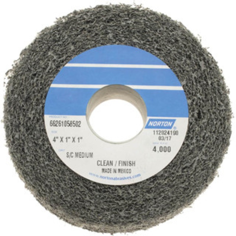 Norton 4 Diam, 1 Face Width, 1 Center Hole, Medium Grade, Silicon Carbide Deburring Wheel Convolute, Medium Density 4 Grade, 4,000 RPM 66261058502 – 70492053