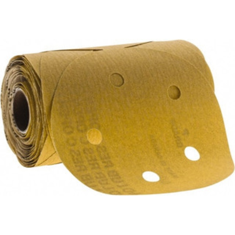 Norton 5 Diam, 240 Grit Aluminum Oxide Adhesive PSA Disc Very Fine Grade, Gold, C Weighted Backing, Flexible 66261130259 – 06946446