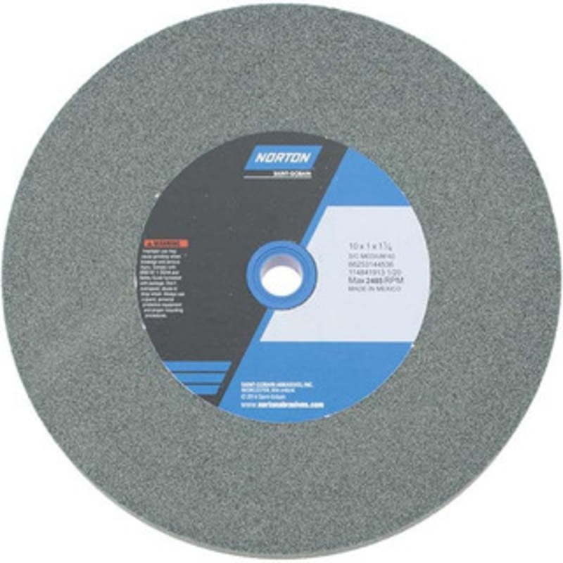 Norton 60 Grit Silicon Carbide Bench & Pedestal Grinding Wheel 10 Diam x 1-1/4 Hole x 1 Thick, 2485 Max RPM, Medium Grade 66253144536 – 75942409
