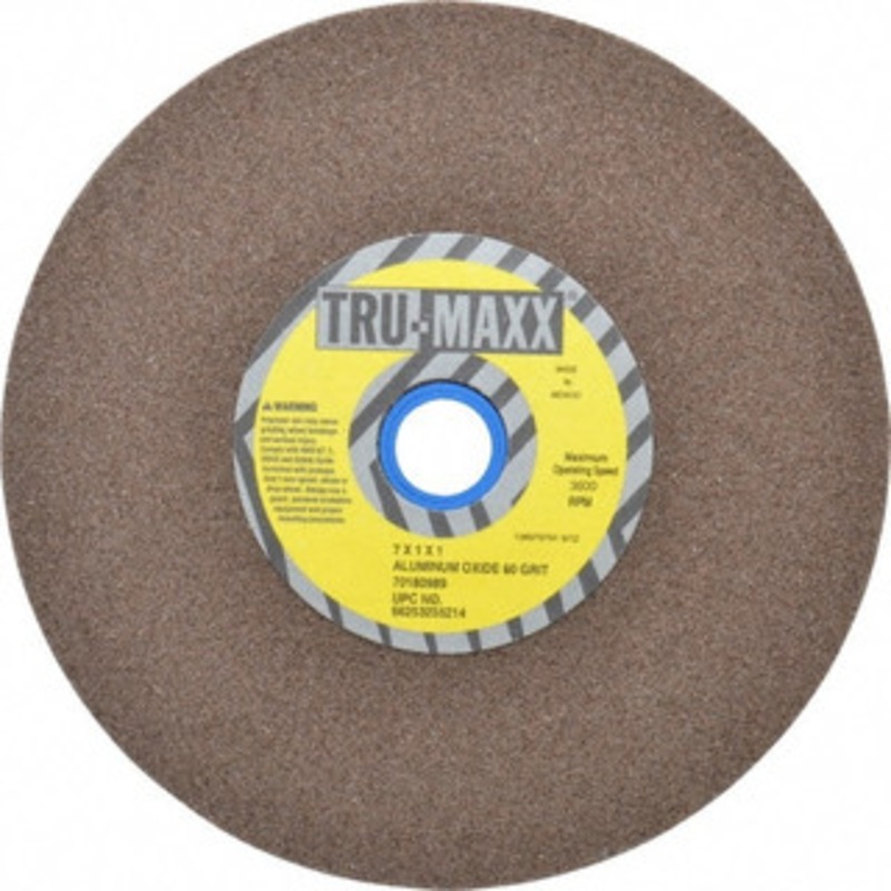 Tru-Maxx 60 Grit Aluminum Oxide Bench & Pedestal Grinding Wheel 7 Diam x 1 Hole x 1 Thick, 3600 Max RPM, O Hardness, Medium Grade , Vitrified Bond 66253255214 – 70180989
