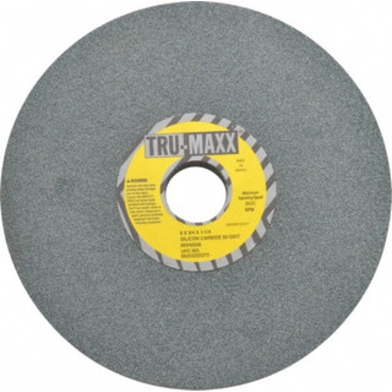 Tru-Maxx 60 Grit Silicon Carbide Bench & Pedestal Grinding Wheel 8 Diam x 1-1/4 Hole x 3/4 Thick, 3600 Max RPM, K Hardness, Medium Grade , Vitrified Bond 66253255372 – 85642536