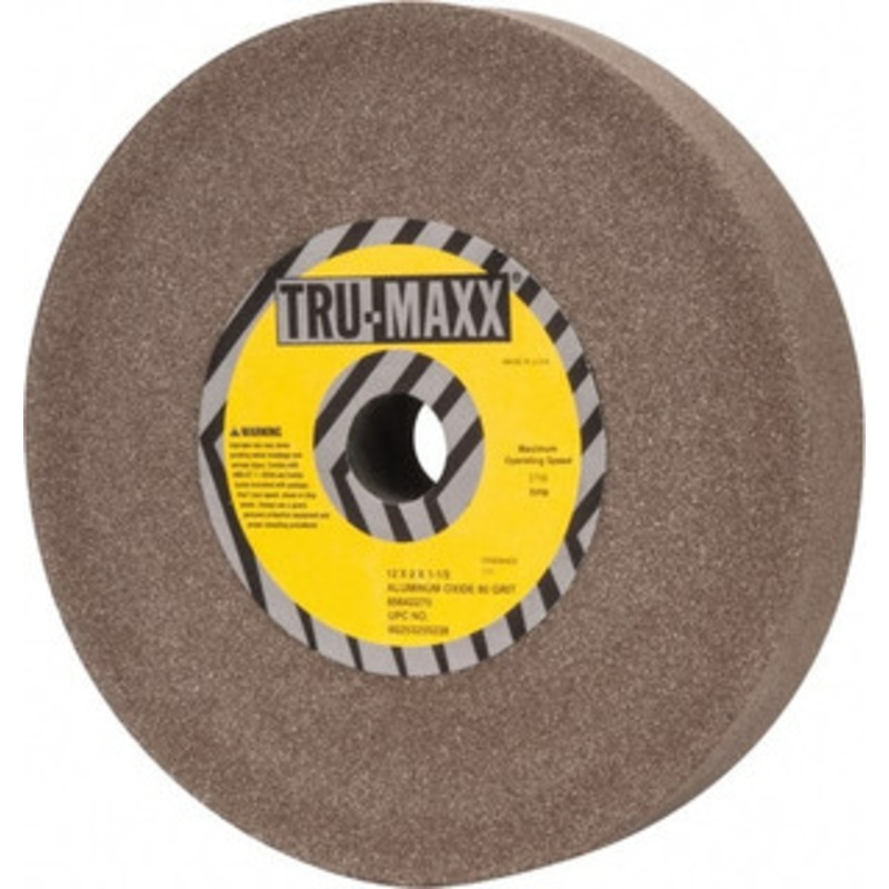 Tru-Maxx 80 Grit Aluminum Oxide Bench & Pedestal Grinding Wheel 12 Diam x 1-1/2 Hole x 2 Thick, 2705 Max RPM, P Hardness, Medium Grade , Vitrified Bond 66253255238 – 85642270