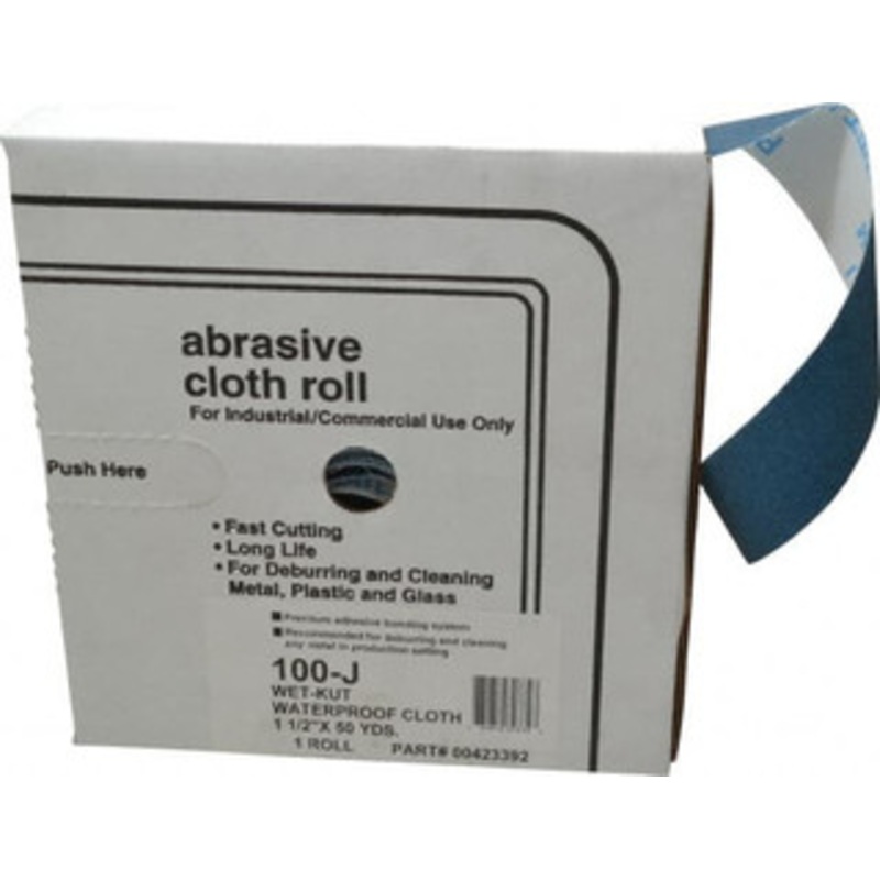 Value Collection 1-1/2 x 50 Yd 100 Grit Aluminum Oxide Shop Roll Fine Grade, J Weighted Cloth Backing E1134 – 00423392